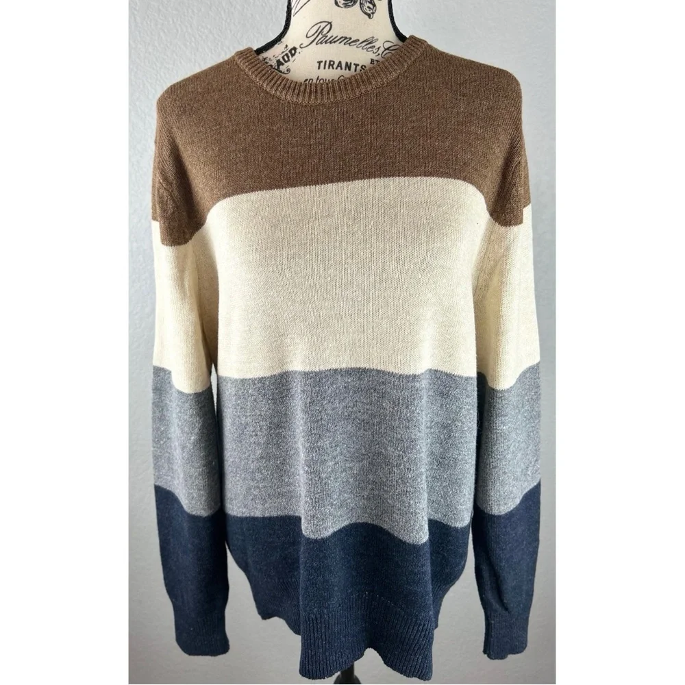 J. Crew Men’s Crewneck Colorblock Wool Blend Pullover Sweater, size Small